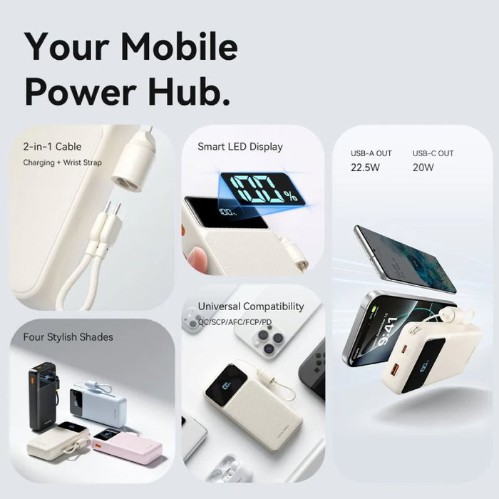 Vention Power Bank 20000mAh 22.5W Rosa con Cable USB-C XGYP0-40-TY